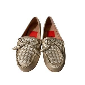 White Mountain‎ Metallic Gold Woven Moc Toe Loafers